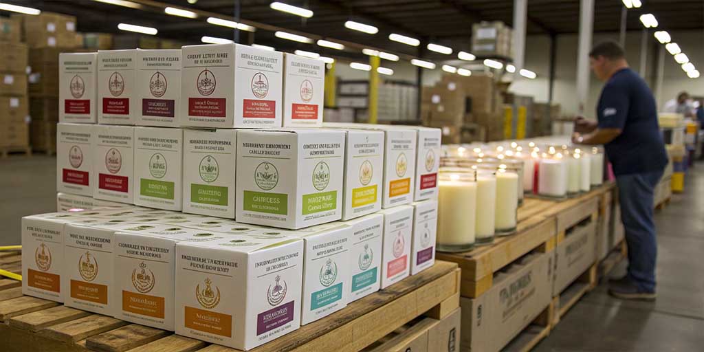 Custom candle packaging delivered on time by Boyue Printing.