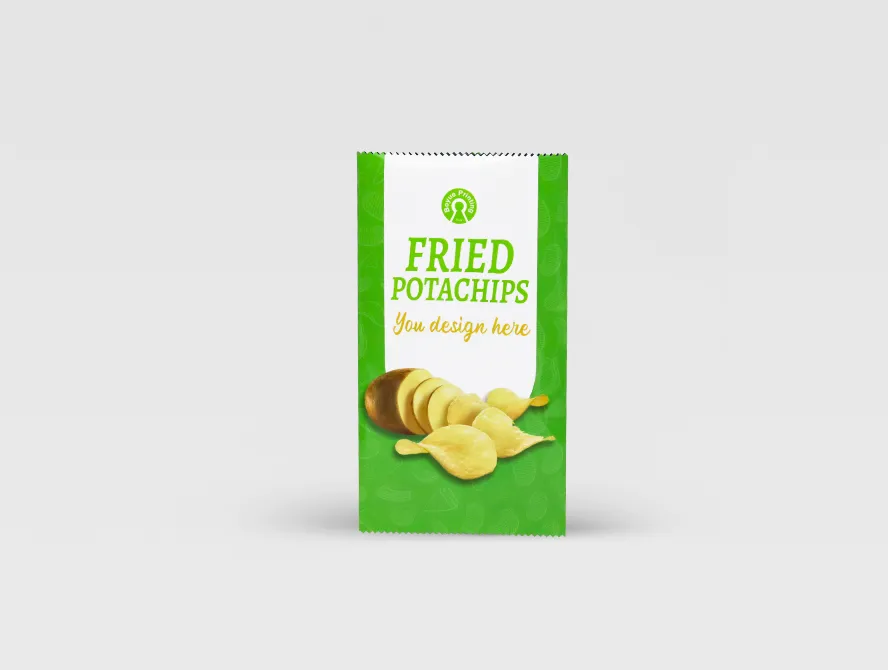 Front view of custom chip bag
