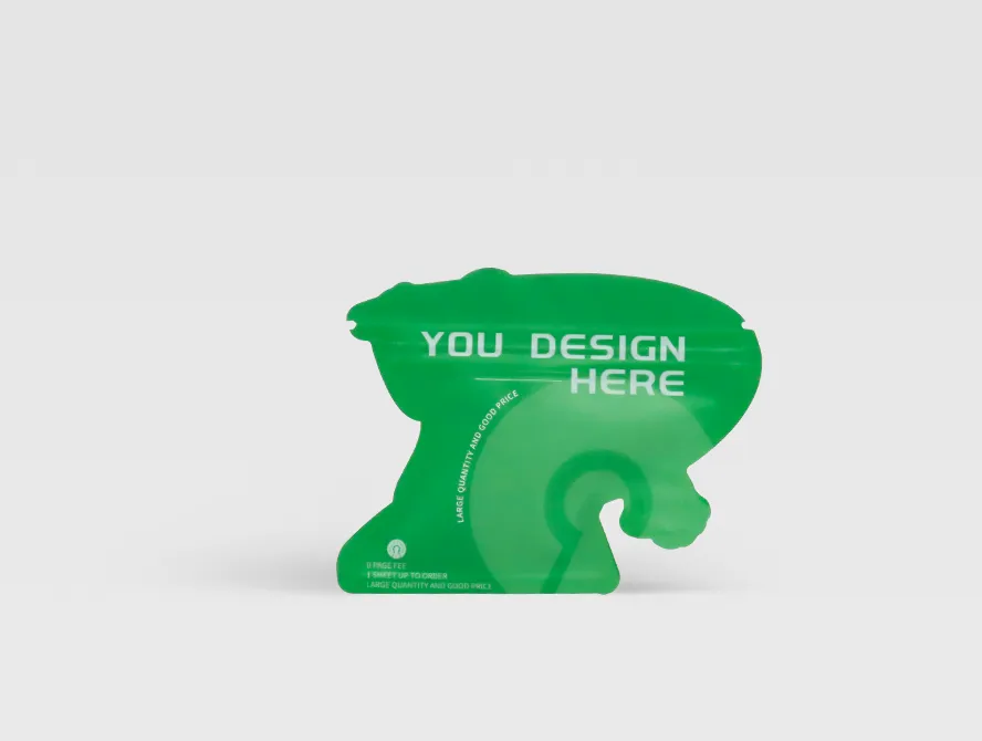 Front view of die cut mylar bag