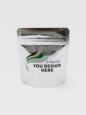 Straight front view of aluminum foil bag