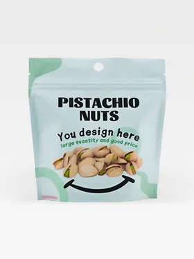 Straight front view of nuts packaging