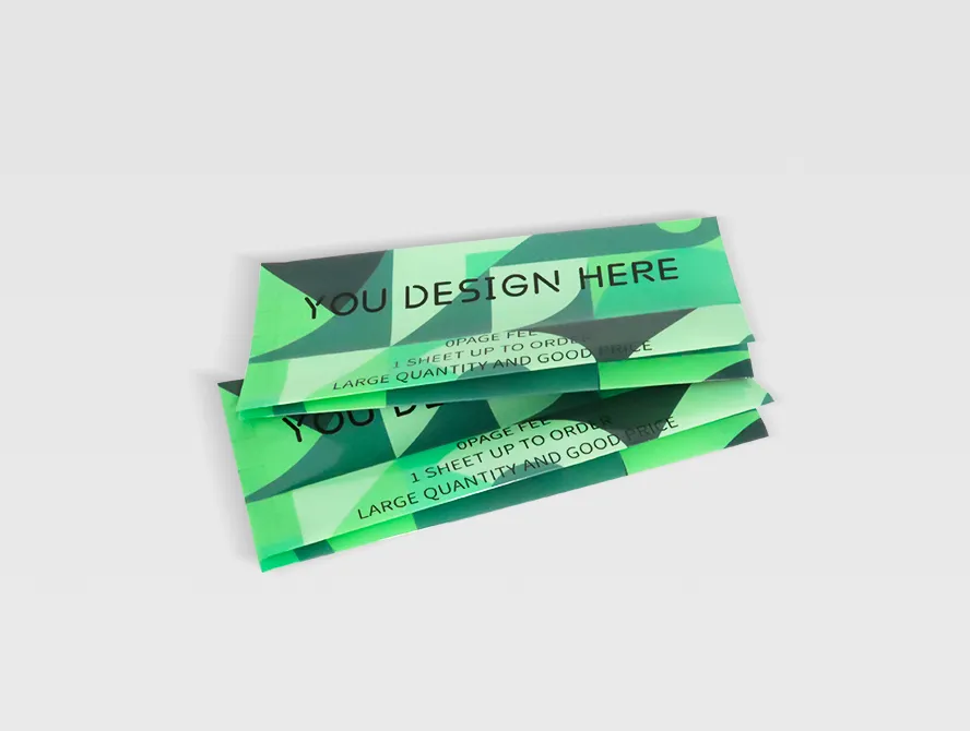 Close up of a side gusset bag in green with dynamic patterns and visible side folds, ideal for retail packaging