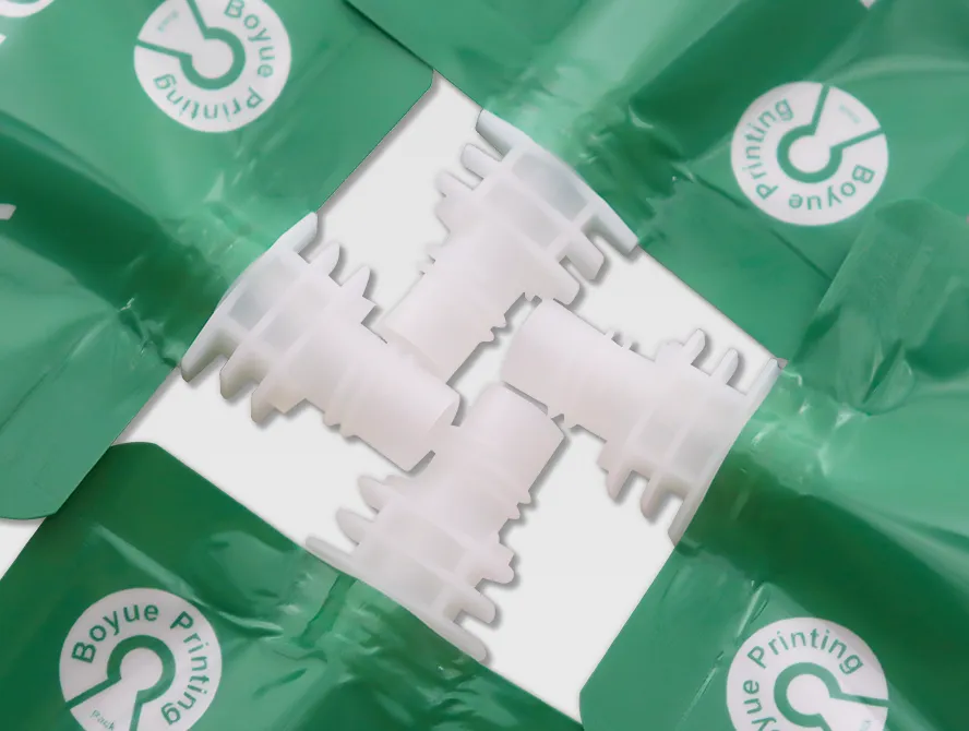 Custom spout pouches arranged in cross pattern