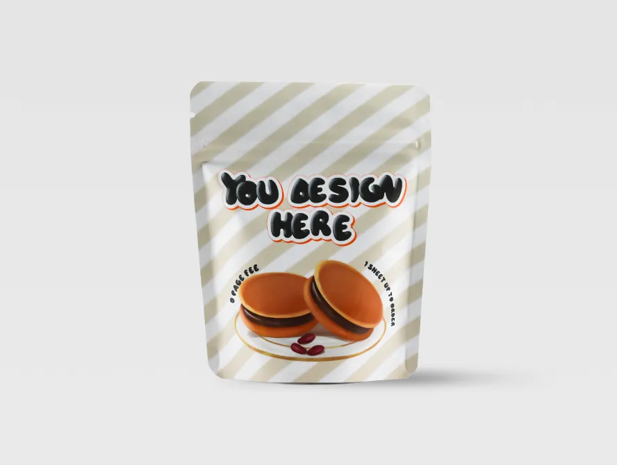Front view of cookie packaging bag