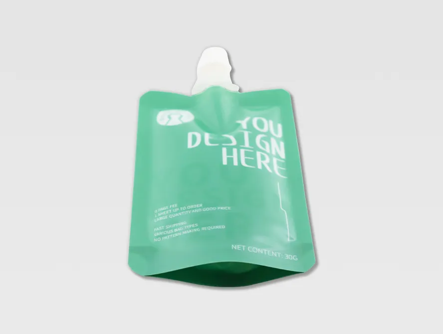 Bottom view of liquid spout pouch