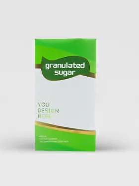 Front view of sugar packaging