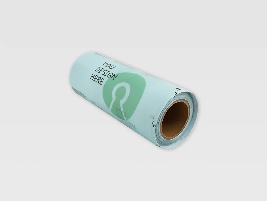 Custom printed packaging film roll side view