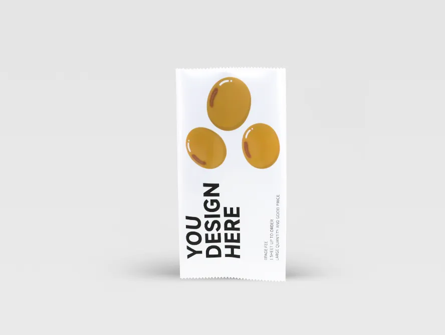Front view of bean packaging bag