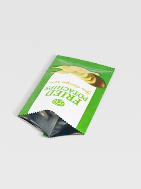 Open view of custom print chip bag