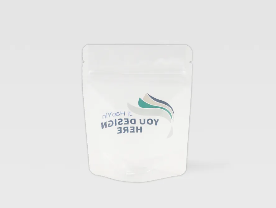 Back view of clear stand up pouch