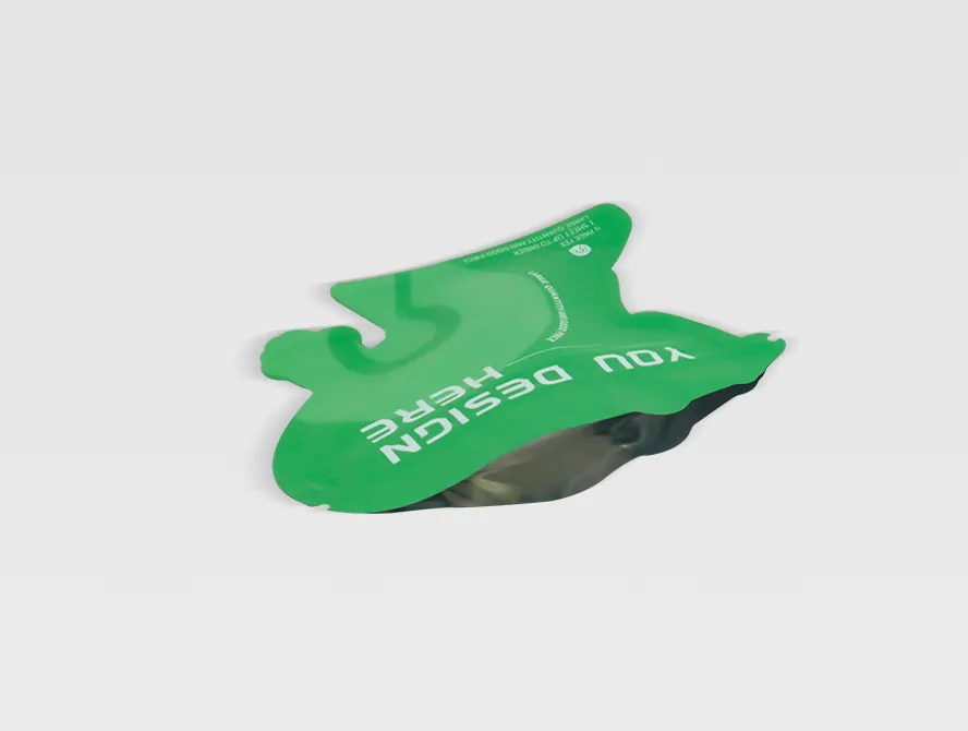 Open view of die cut mylar bag