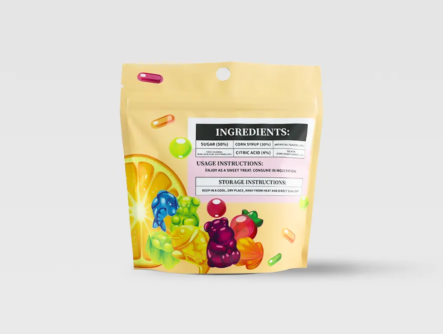 Back view of custom candy bag