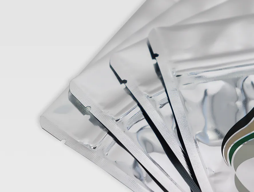 Detail view of aluminum foil bag