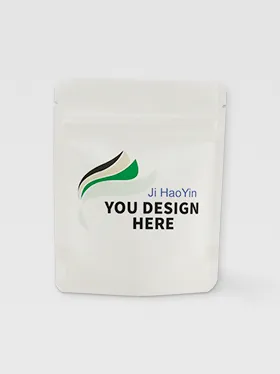 Front view of ziplock white kraft paper bags