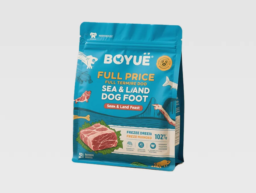 Colorful pet food bag for premium dog nutrition packaging