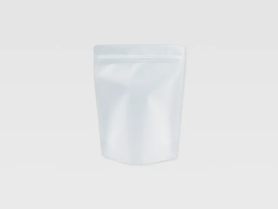 Plain white stand up pouch with transparent window