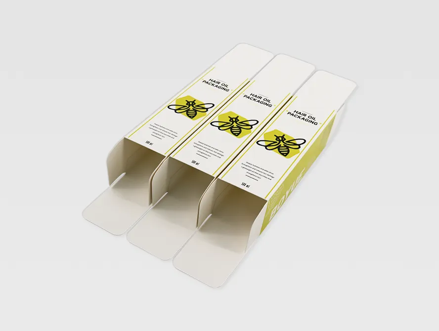 Multiple custom hair oil boxes stacked together