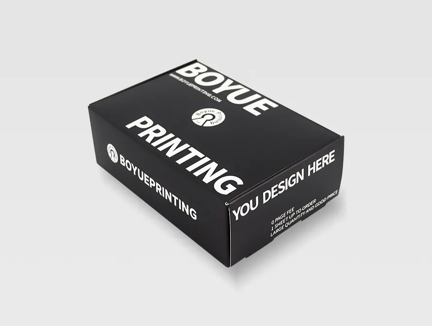 Custom mailer box with black and white branding