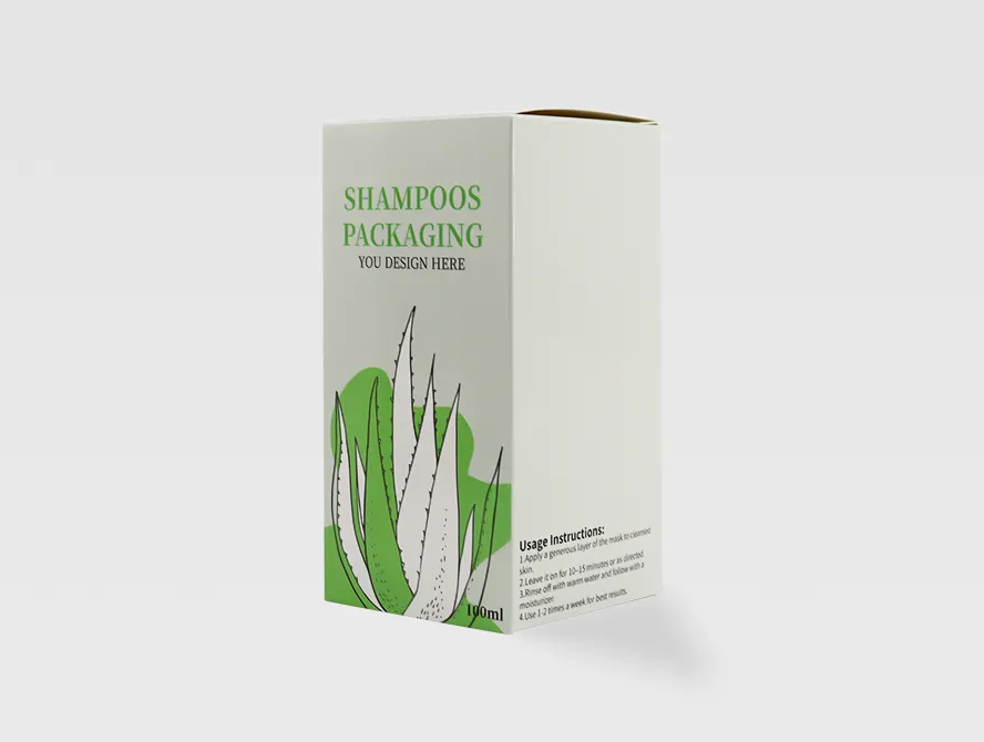 Custom shampoo box with green and white design
