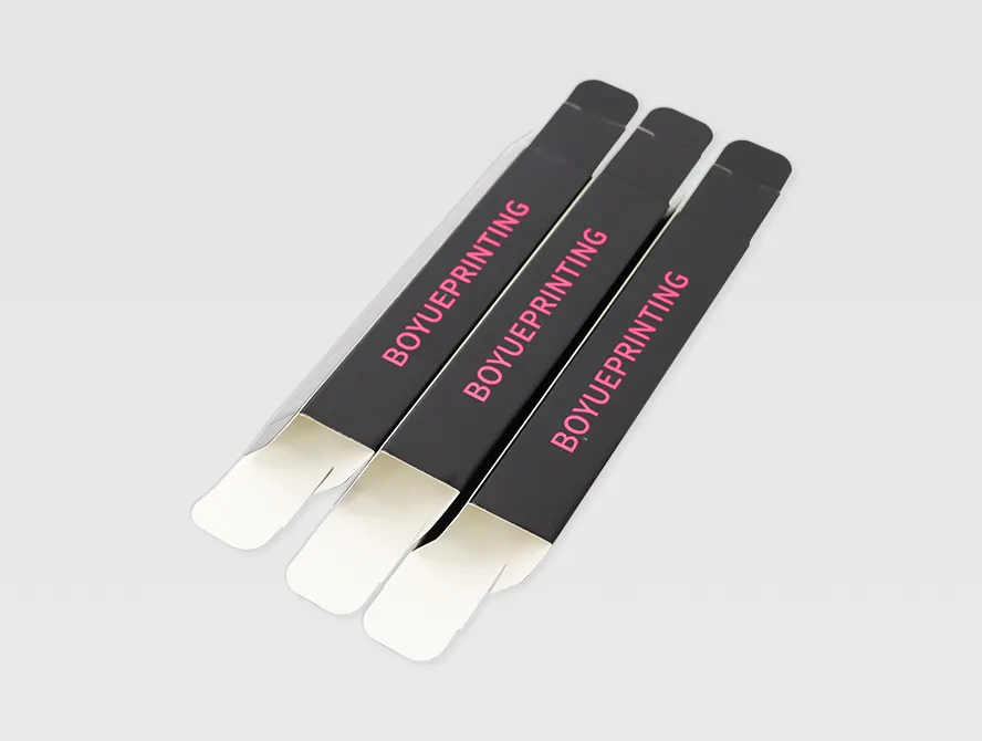 Multiple custom mascara boxes stacked together
