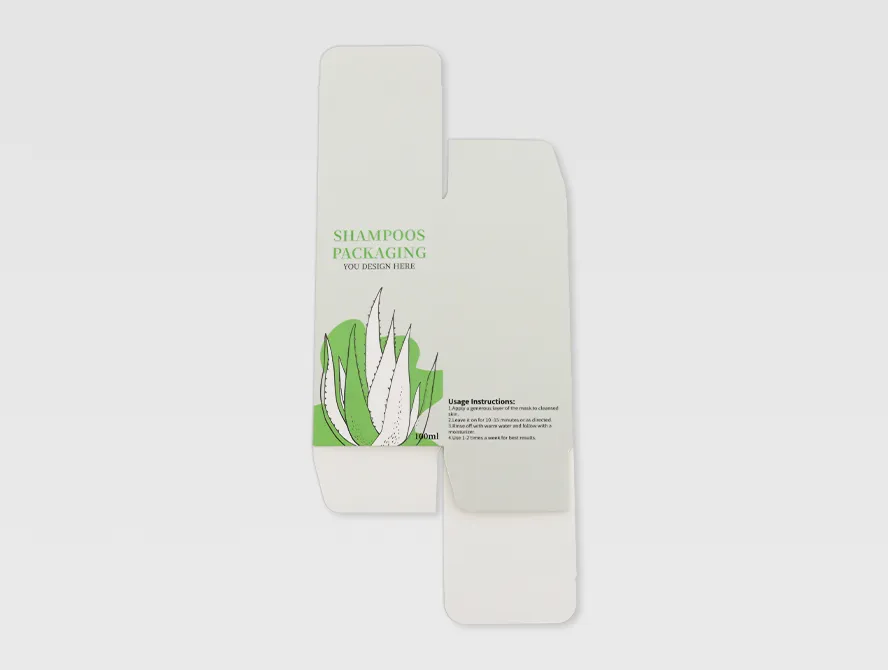 Shampoo packaging box with simple green logo design