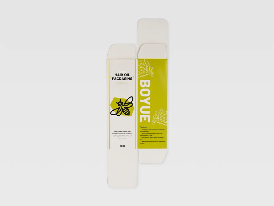 Custom hair oil box with vibrant yellow design