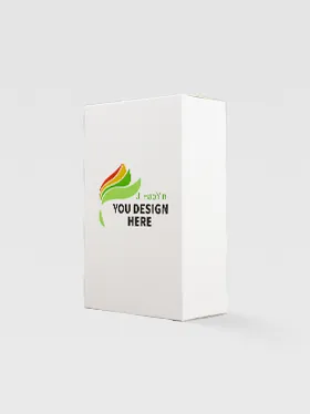Opened white paper box with simple design and logo (2)