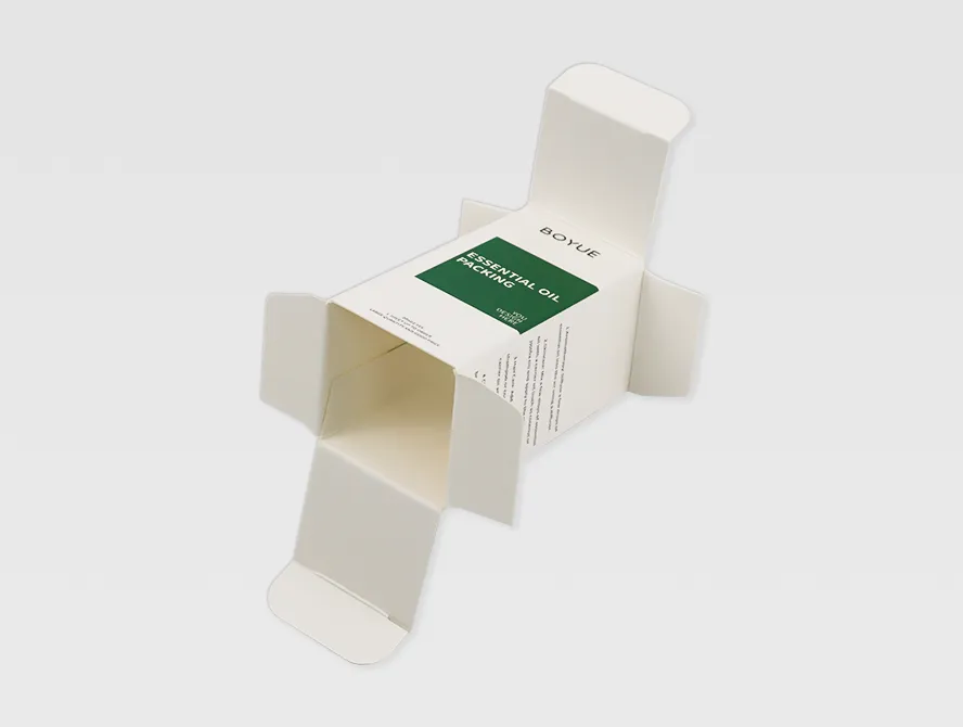 Opened view of essential oil packaging box
