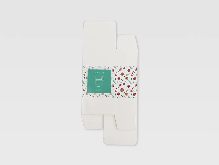 Multiple perfume boxes stacked with vibrant design
