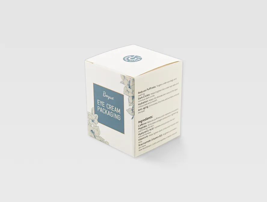 Custom printed eye cream box angled view