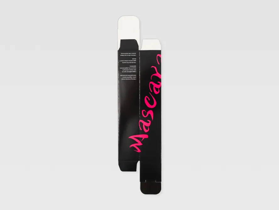 Custom mascara packaging with black and pink design