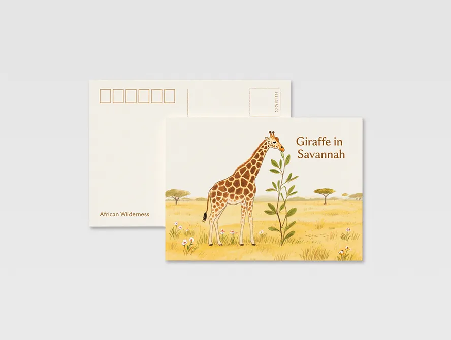 Desert themed customized postcard with camel illustration