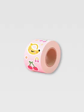Pink kiss cut sticker roll with cartoon animals (2)