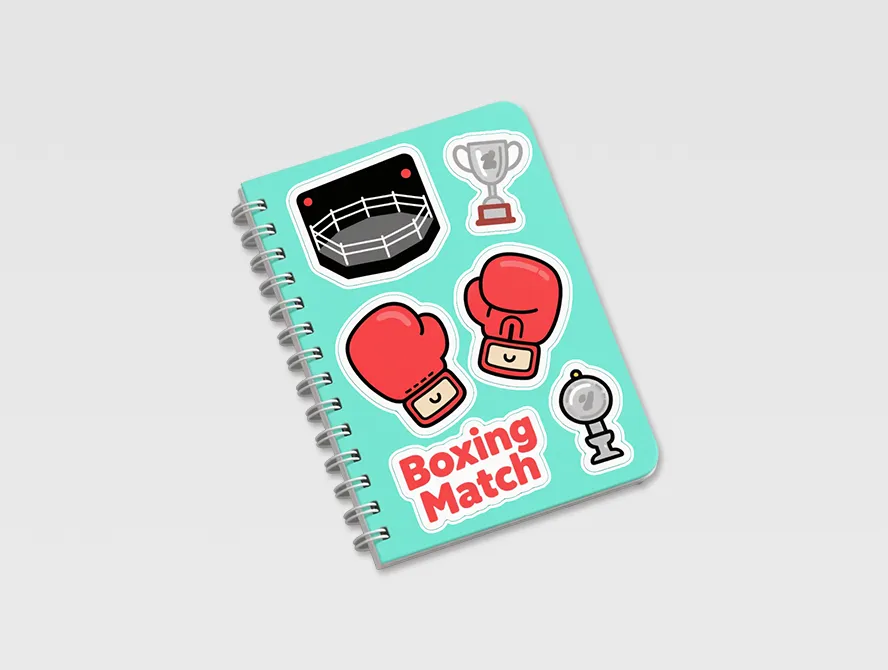 Mint green sticker book featuring red cup and pop icons