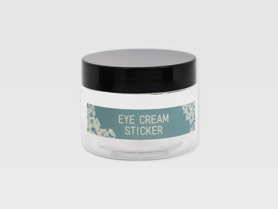 Eye cream jar with custom label applied