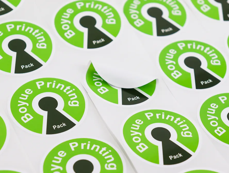 Sheet of custom roll labels with green pattern