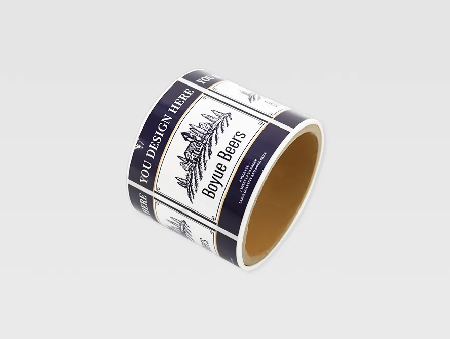 Beer label roll featuring classic dark print