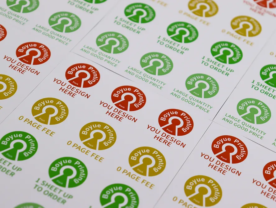 Close up of kiss cut stickers with multiple colors