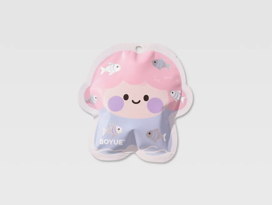 Pink blind bag packaging with cartoon character