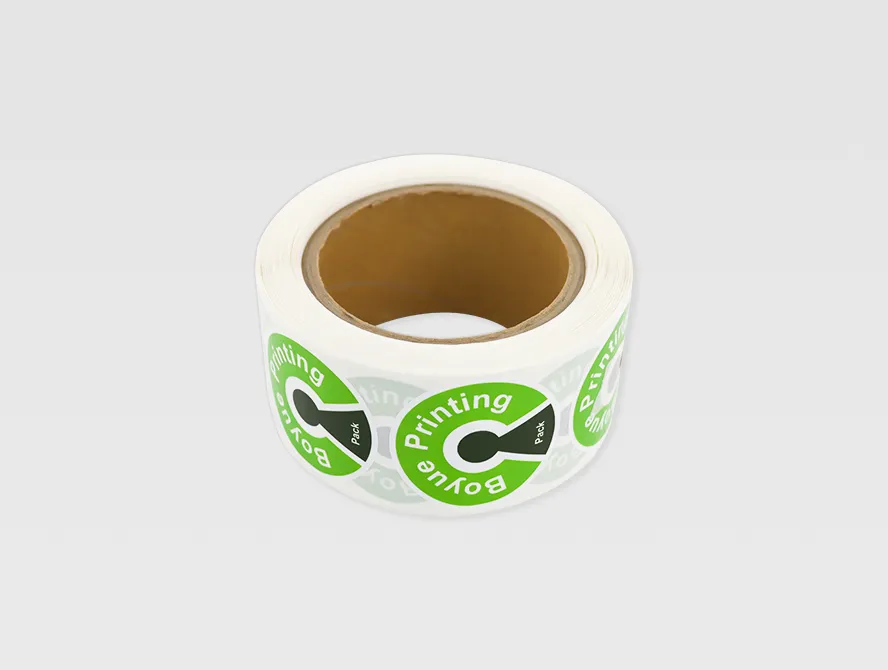 Custom roll labels with green logo design
