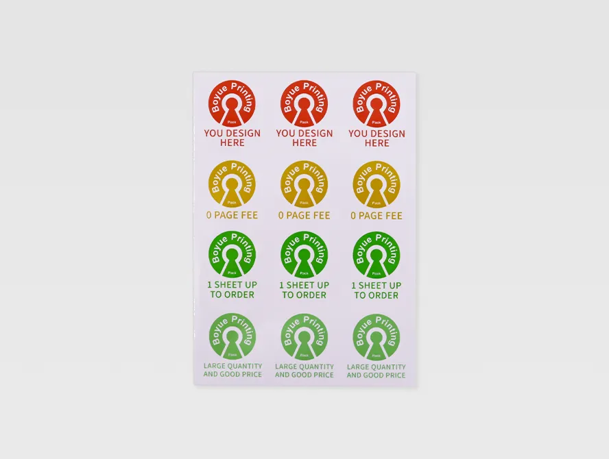 Kiss cut sticker sheet with colorful round labels
