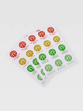 Stacked kiss cut sticker sheets in red, green, yellow (2)