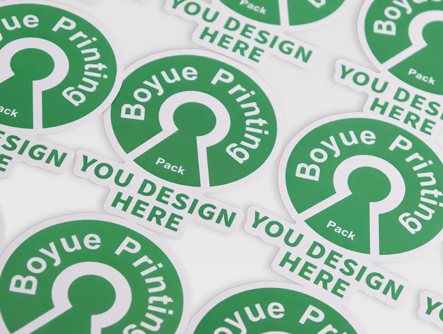 Die cut sticker sheet with repeated logo pattern