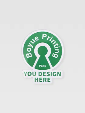 Green die cut sticker with custom logo (2)