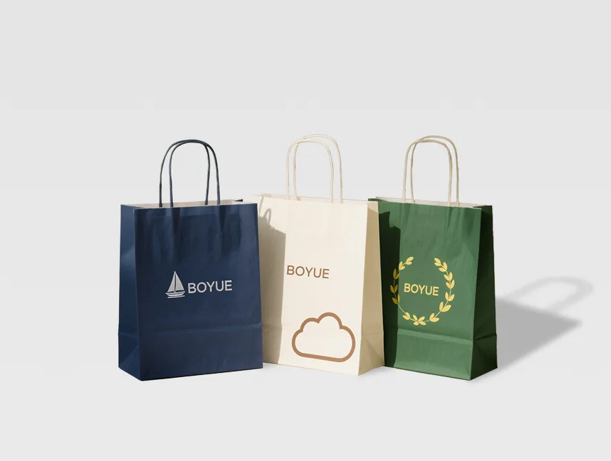 Elegant custom gift bags in navy and green