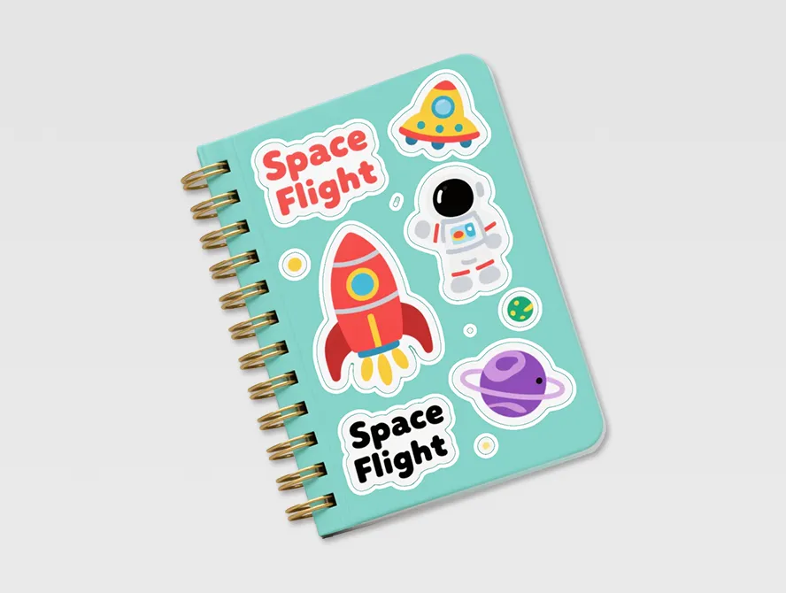 Sticker book with colorful food and drink stickers