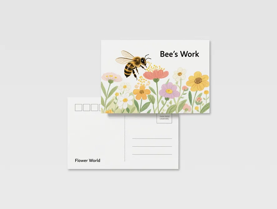 Floral custom postcard with animal and garden design