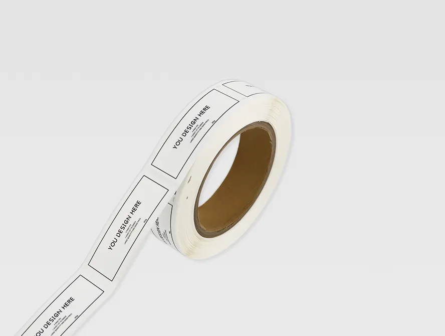 Jar labels in roll format with black text