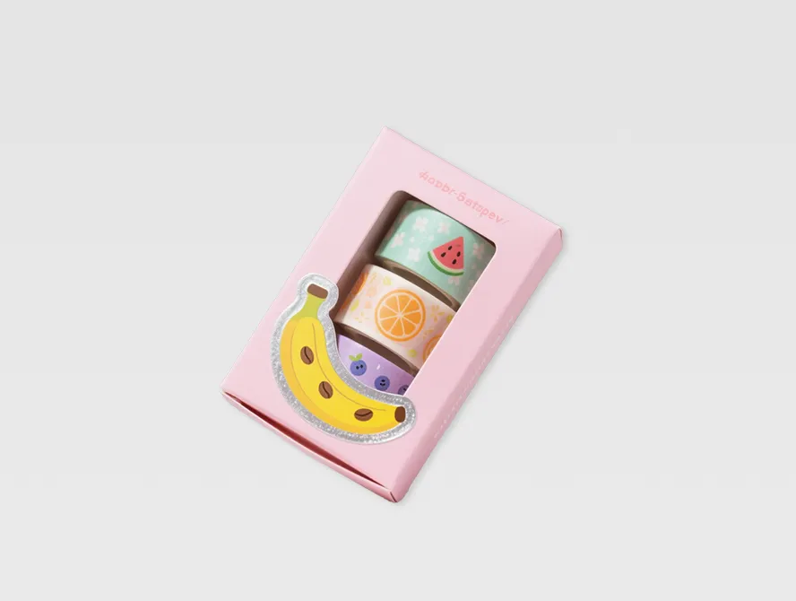 Pink washi tape set with cartoon character packaging