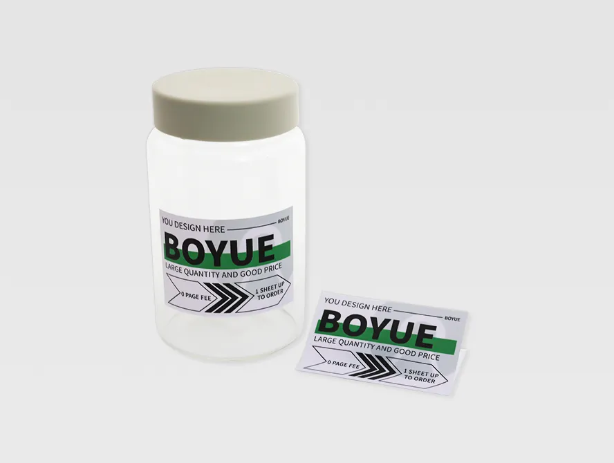 Glass jar decorated with custom bumper sticker
